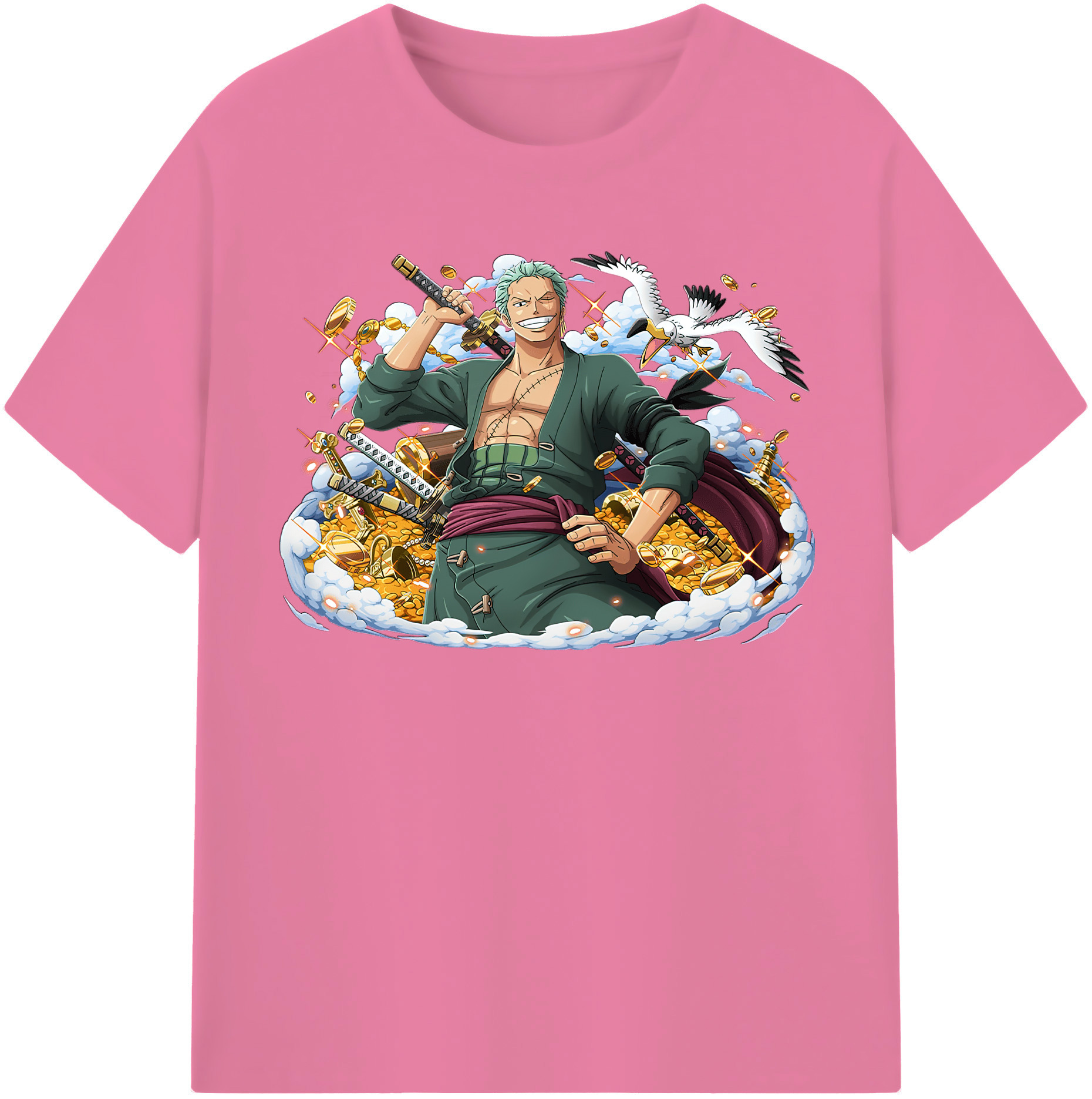 ワンピース ロロノア・ゾロ ONE PIECE Roronoa Zoro 綿100％半袖Tシャツ（フロントプリント）